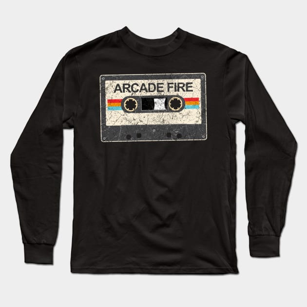 kurniamarga vintage cassette tape Arcade Fire Long Sleeve T-Shirt by kurniamarga.artisticcolorful